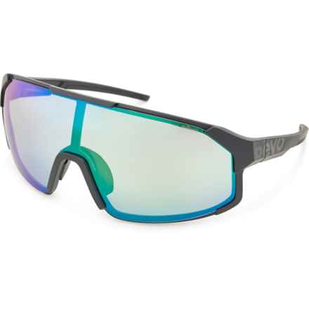 Revo Made in Italy Polar Shield Sunglasses - Polarized Mirror Lens in Matte Black/Evergreen Photo