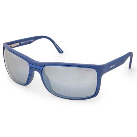 Revo Made in Japan Eclipse Wraparound Sunglasses - Polarized Mirror Lenses in Matte Blue/Blue Water Photo/Graphite