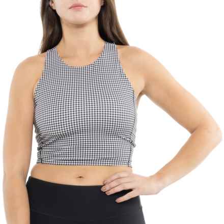 Rhone Revive Longline Sports Bra - UPF 50+ in Black Gingham