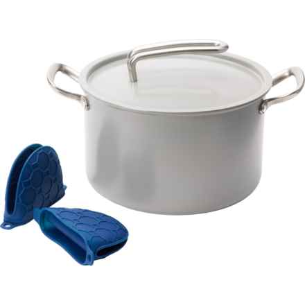 RISA KITCHEN Nonstick Ceramic Stock Pot with Lid - 8 qt. in Grey