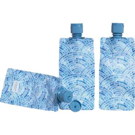 ROAM AND REPEAT Flat Travel Bottles - 3-Piece, 3 oz. in Blue Fan Mosaic