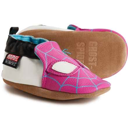 Robeez Infant Girls Ghost-Spider Soft Soles Shoes - Leather, Slip-Ons in Bright Pink