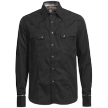 Rock & Roll Cowboy Jacquard Stripe Shirt - Embroidered Yokes, Long Sleeve (For Men) in Black - Closeouts
