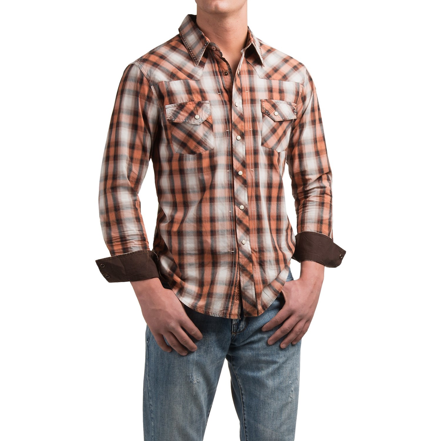 Rock & Roll Cowboy Plaid Stitched Western Shirt (For Men) - Save 57%