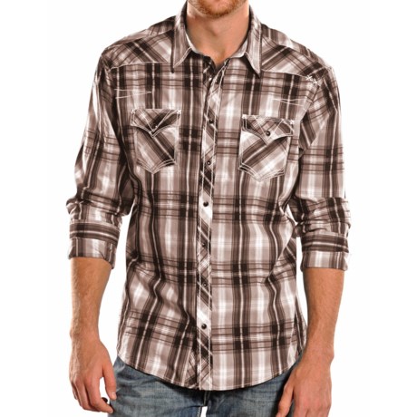 Rock & Roll Cowboy X-Stitch Plaid Shirt (For Men) - Save 75%
