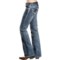 9300C_2 Rock & Roll Cowgirl Chevron Whisker Boyfriend Jeans - Low Rise (For Women)