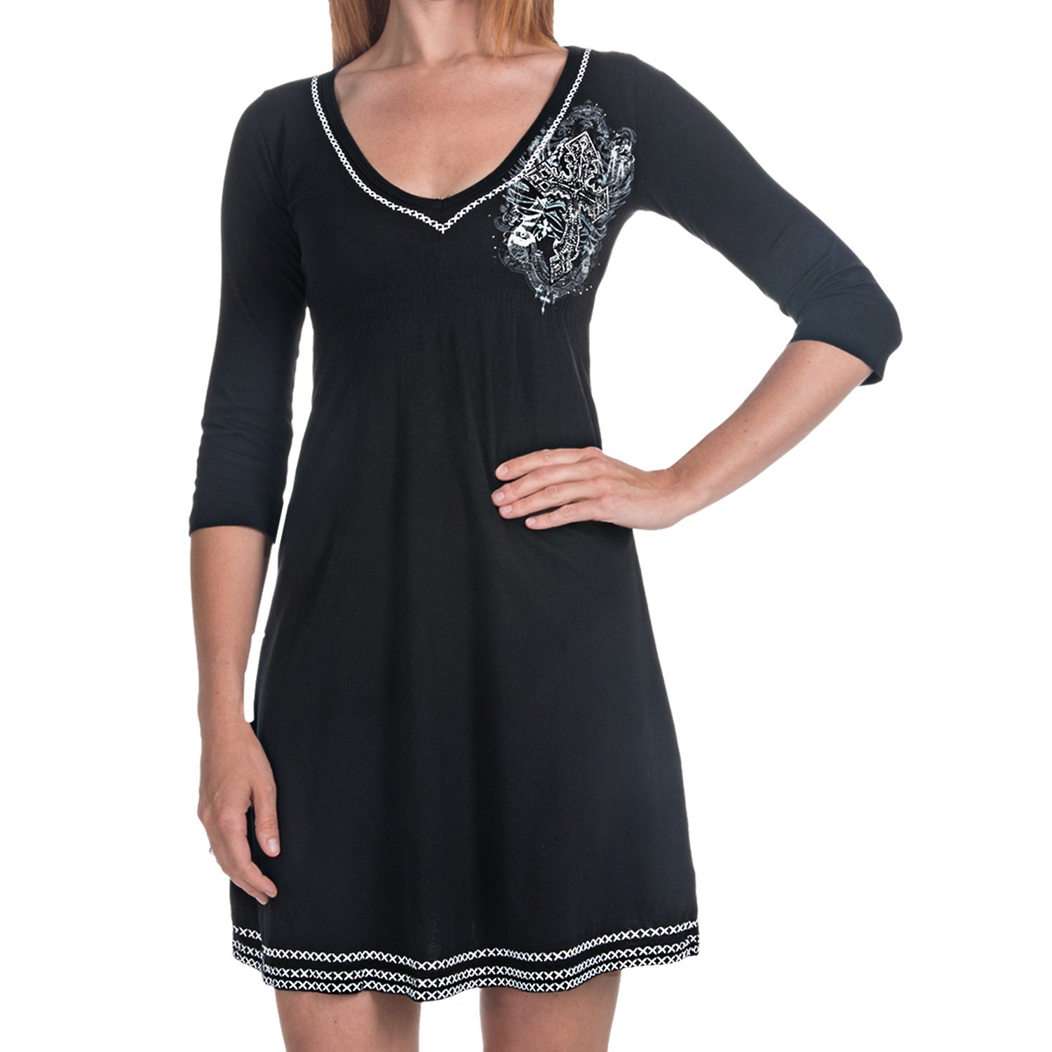 Rock & Roll Cowgirl Cross Embroidered Smocked Dress (For Women) 5253X 92