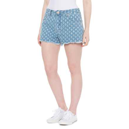 Rock & Roll Cowgirl Distressed Dots Denim Shorts in Med Wash