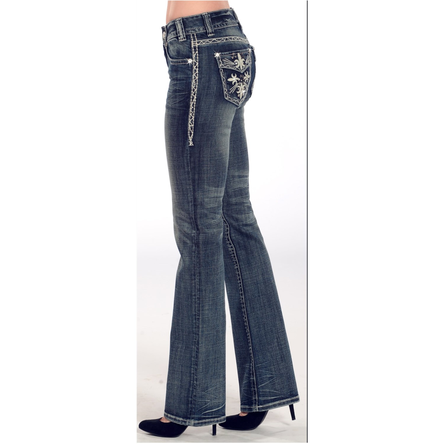 Rock & Roll Cowgirl Fleur-De-Lis Jeans (For Women) - Save 59%