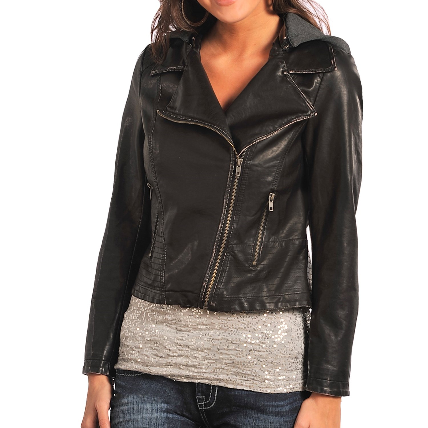 Rock & Roll Cowgirl Moto Pleather Jacket (For Women) - Save 74%