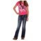 7964K_2 Rock & Roll Cowgirl Rhinestone-Trimmed Pocket Jeans - Pink Bar Tack, Bootcut (For Girls)