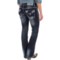 204NA_2 Rock & Roll Cowgirl Zigzag Embroidered Bootcut Jeans - Low Rise (For Women)
