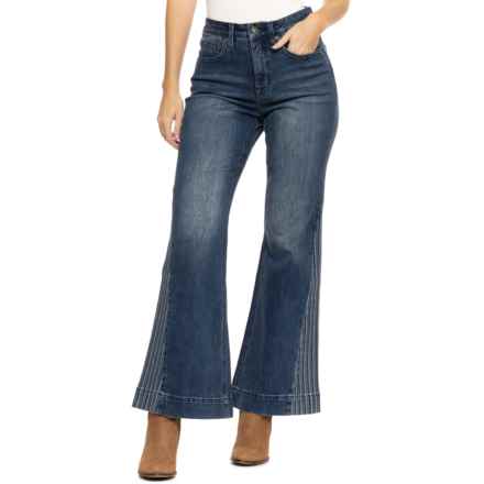 Rock & Roll Denim Side Insert Trouser Jeans - High Rise in Dark Wash