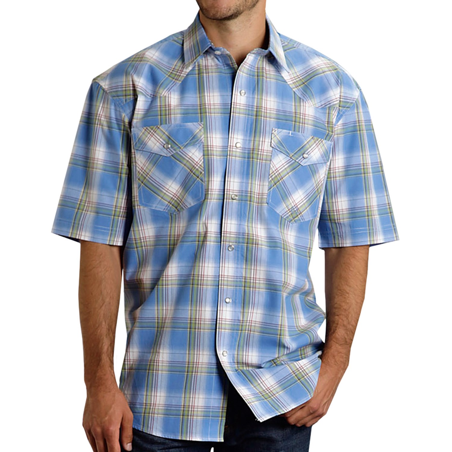 Roper Amarillo Fair Skies Shirt - Snap Front, Short Sleeve (For Men ...