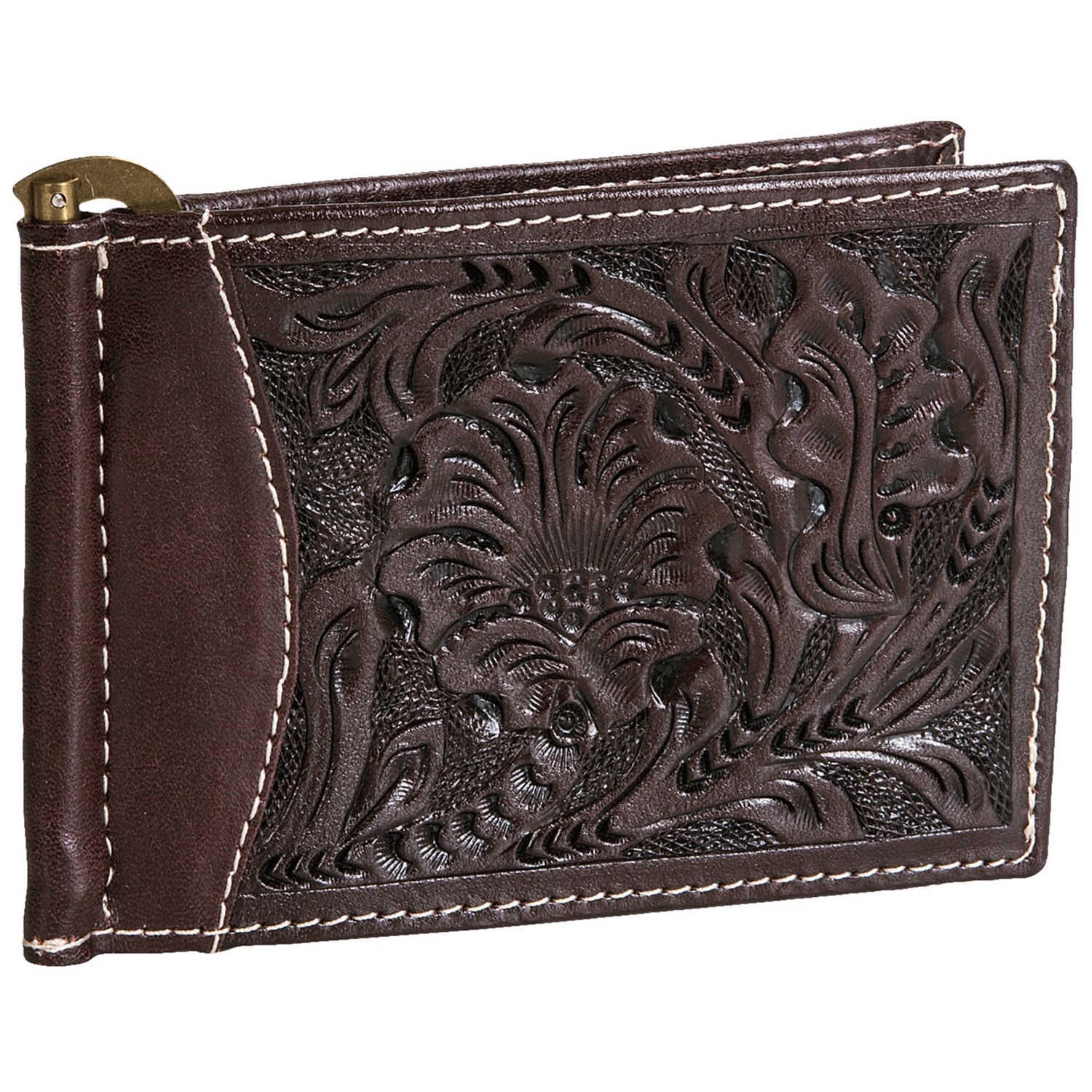 Roper Money Clip Wallet - Hand-Tooled Leather (For Men) - Save 39%