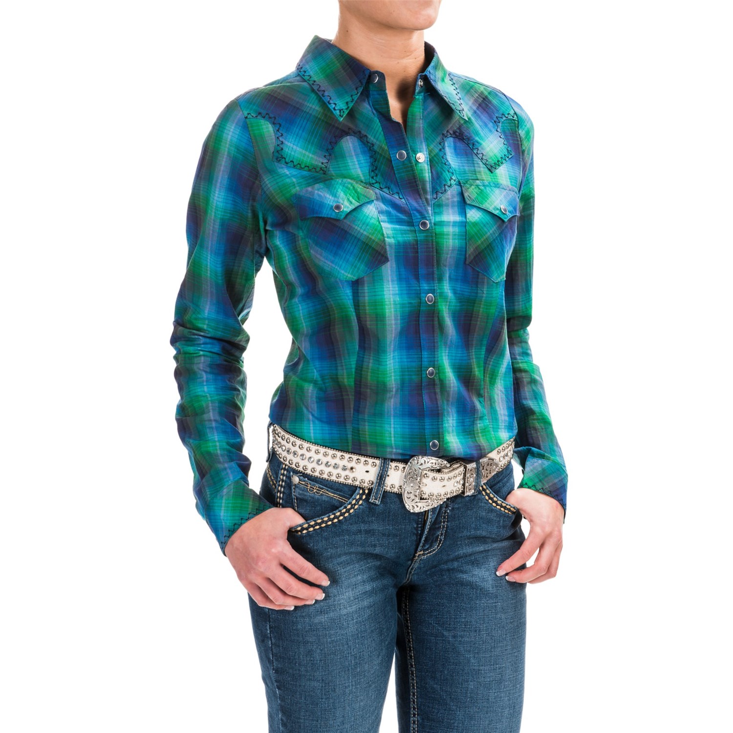 Roper Zigzag Trim Western Shirt – Snap Front, Long Sleeve (For Women)