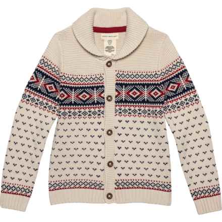 Rorie Whelan Boys Shawl Collar Cardigan Sweater in Oatmeal