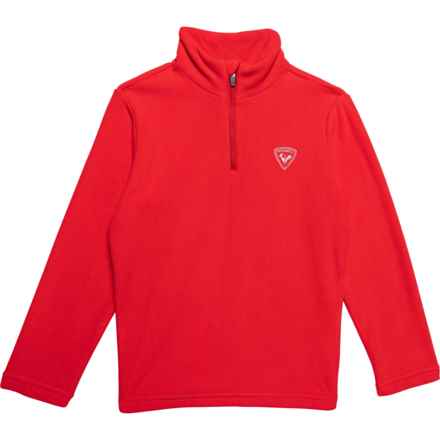 Rossignol Big Boys Fleece Zip Neck Shirt - Long Sleeve in Sports Red