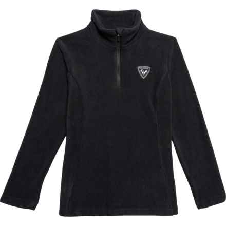 Rossignol Big Girls Fleece Zip Neck Shirt - Long Sleeve in Black