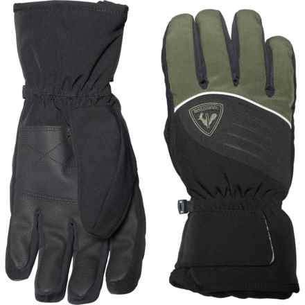 Rossignol HW Touch-Fasten Ski Cuff Gloves - Waterproof, Insulated in Black/Green