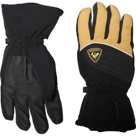 Rossignol HW Touch-Fasten Ski Cuff Gloves - Waterproof, Insulated in Black/Tan