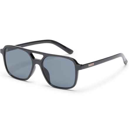 Roxy Aviator Sunglasses in Black/Smoke Solid