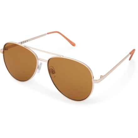 Roxy Aviator Sunglasses in Shiny Gold/Warm Brown