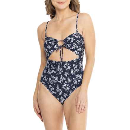 Roxy Bandeau Peek-a-Boo One-Piece Swimsuit in Hibiscus Haven