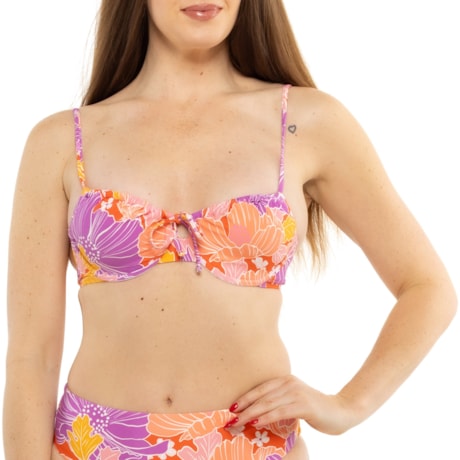Roxy Bell Bottom Blooms Ruched Bikini Top -Underwire - Save 65%