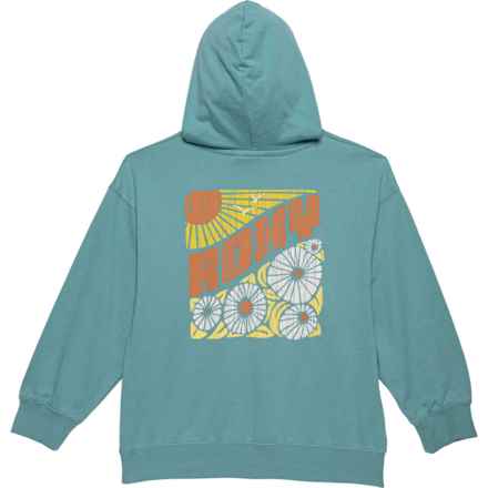 Roxy Big Girls Block Floral Oversized Hoodie in Mineral Blue