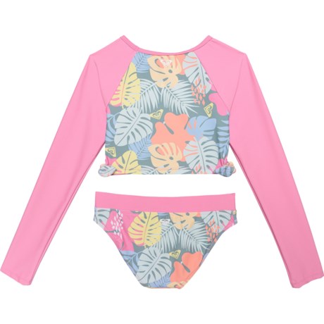 Roxy Big Girls Crop Rash Guard and Bikini Bottoms Set - UPF 50+, Long ...