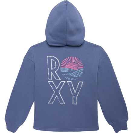 Roxy Big Girls Full-Zip Kangaroo Pocket Hoodie in Bijou Blue