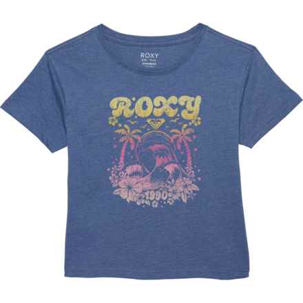 Roxy Big Girls Palm Fade T-Shirt - Short Sleeve in Bijou Blue Heather