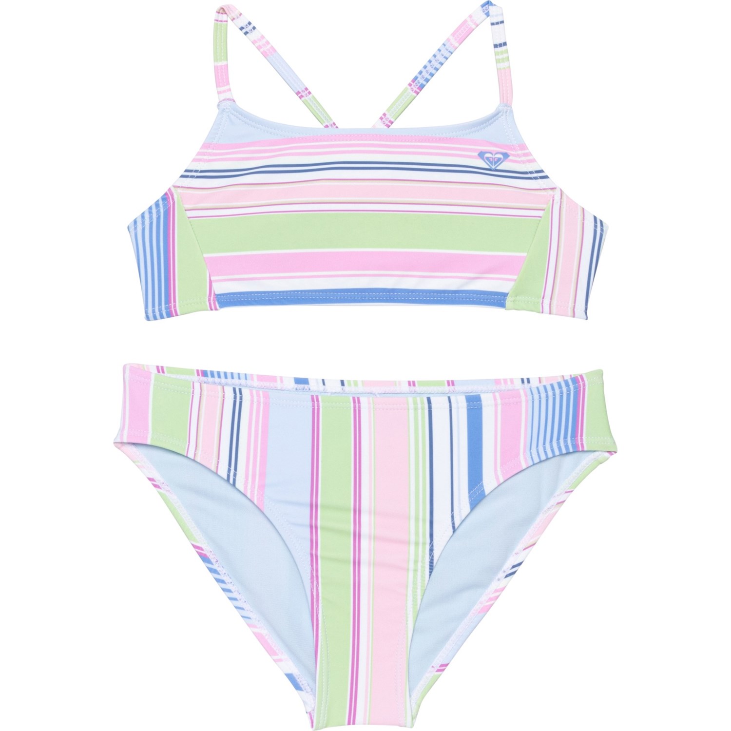 Roxy Big Girls Salty Stripe Bikini Set - UPF 50+ - Save 63%