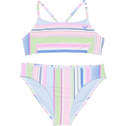 Roxy Big Girls Salty Stripe Bikini Set - UPF 50+ in Skyway