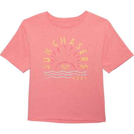 Roxy Big Girls Sun Chasers Oversized T-Shirt - Short Sleeve in Sun Kissed Coral Heather
