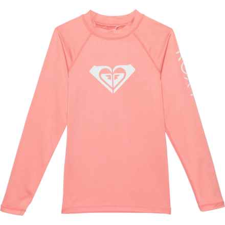 Roxy Big Girls Whole Hearted Rash Guard - UPF 50+, Long Sleeve in Candlelight Peach