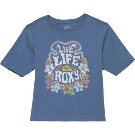Roxy Little Girls Live Life Oversized T-Shirt - Short Sleeve in Coastal Fjord