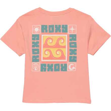 Roxy Little Girls Wave Block Oversized T-Shirt - Short Sleeve in Candlelight Peach