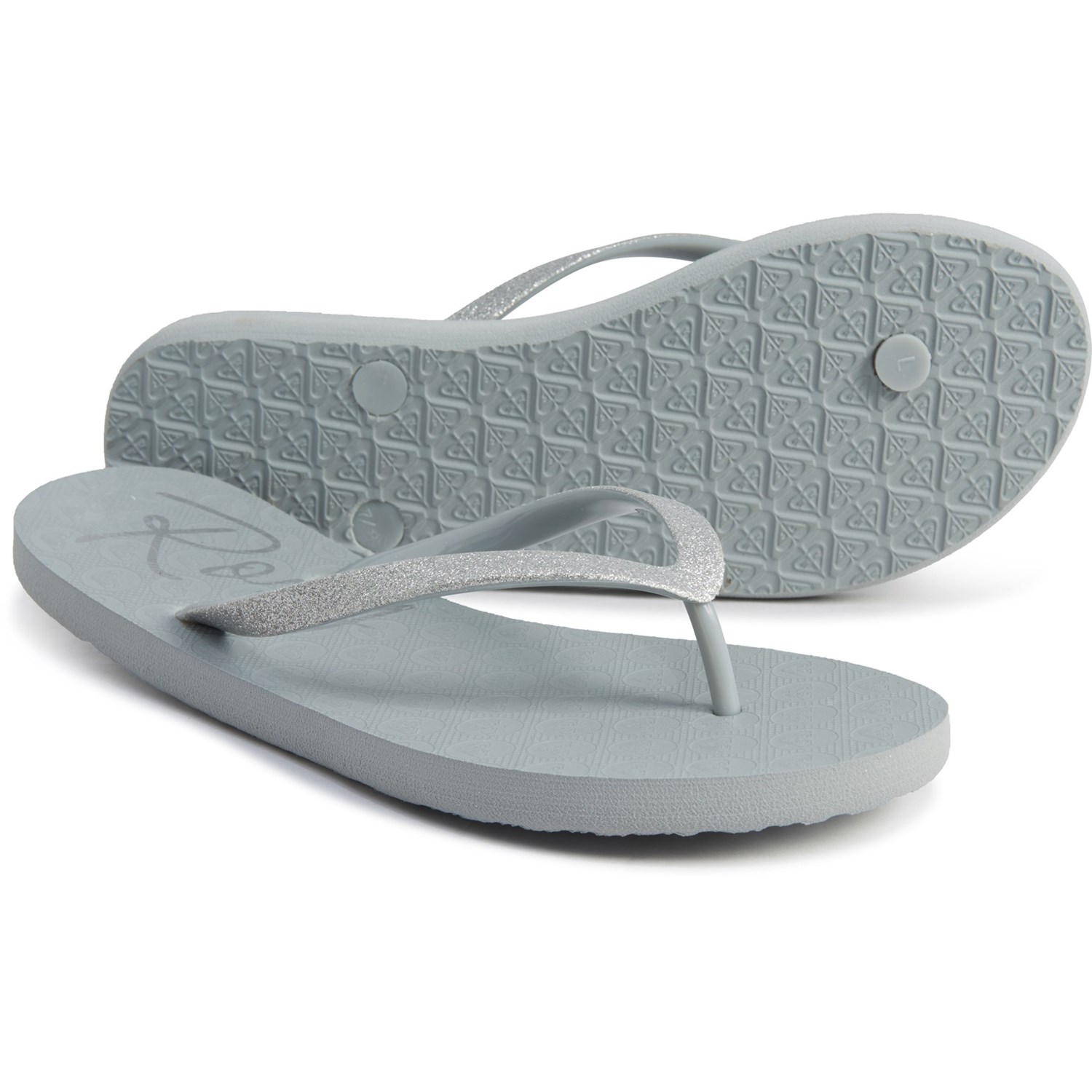 roxy silver flip flops