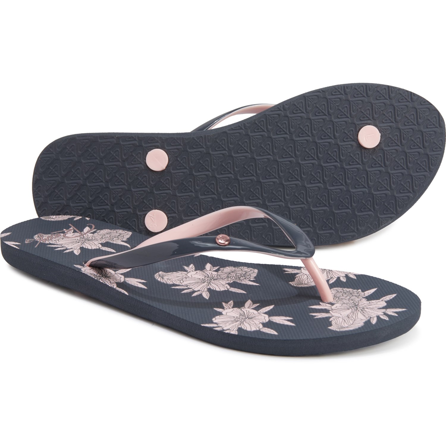 womens black roxy flip flops