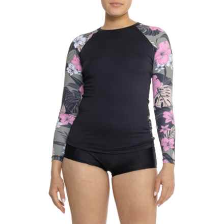 Printed Rash Guard - UPF 50+, Long Sleeve in Anthracite Classic