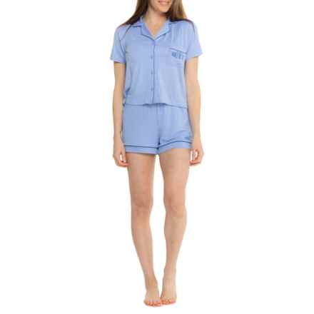 Roxy Relaxed Fit Notched Collar Shortie Pajamas - Short Sleeve in Spring Hydrangea