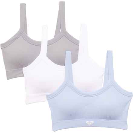 Roxy Seamless Ribbed Sports Bra - 3-Pack, Low Impact in Blue Coral/White/Moon Mist