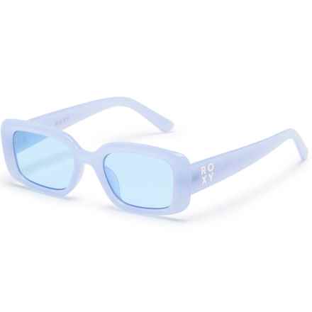 Roxy Slim Rectangle Sunglasses in Milky Blue