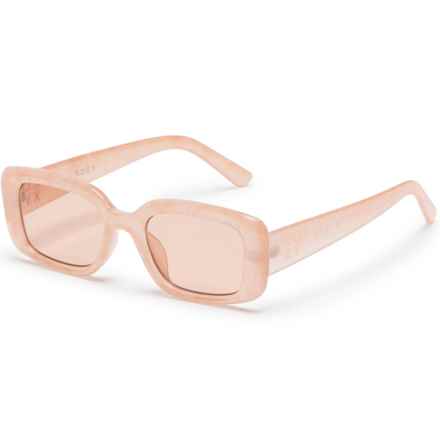 Roxy Slim Rectangle Sunglasses in Pink Marble