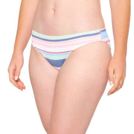 Roxy Striped Line-Up Bikini Bottoms - UPF 50 in Bright White