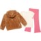 5GVVY_2 Roxy Toddler Girls Silky Sherpa Hooded Jacket, T-Shirt and Leggings Set - Short Sleeve