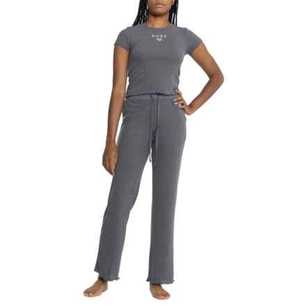 Roxy Waffle-Knit Tight Fit Pajamas - Short Sleeve in Endless Dusk