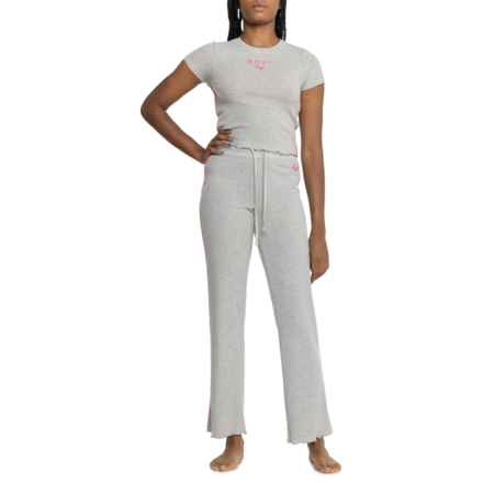 Roxy Waffle-Knit Tight Fit Pajamas - Short Sleeve in Lt Heather